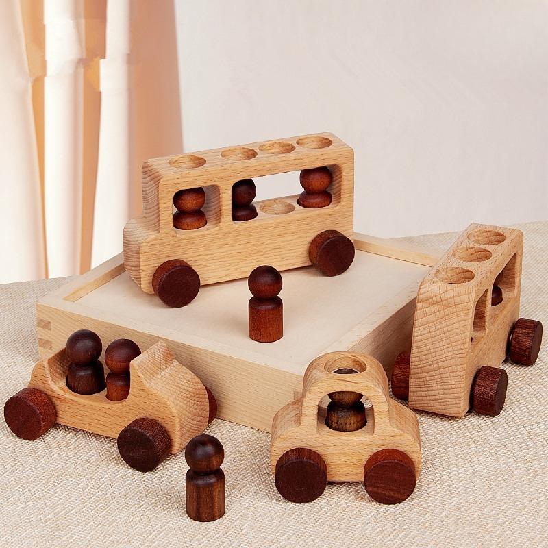 Baby Regenbogen Mann Baumstamm Farbe Simulation Auto Kognitives Modell Spielzeug Baustein Hoch gestapelt Holzspielzeug