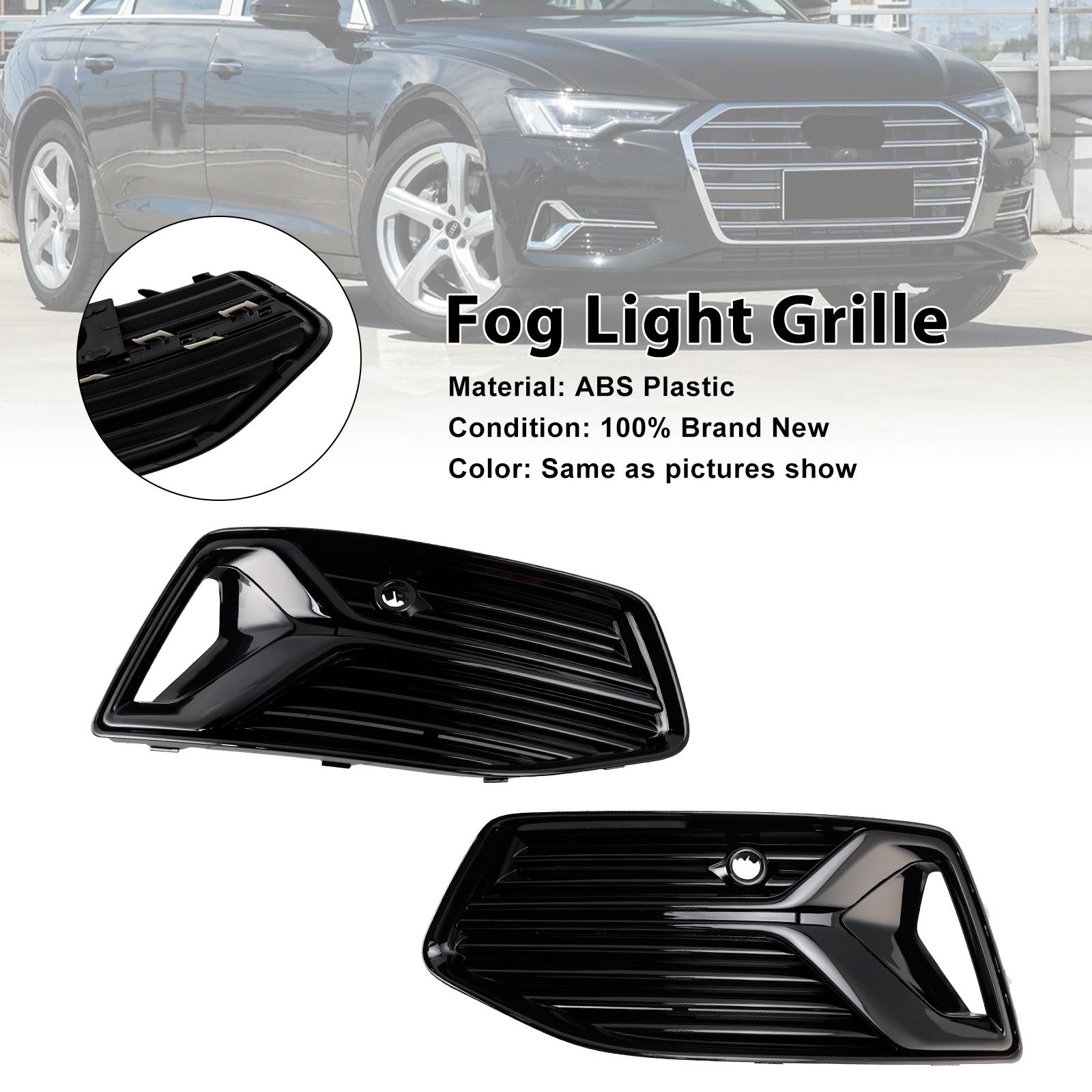 2PCS Front Bumper Fog Light Cover Grill Grille Fit A6 C8 2019-2023