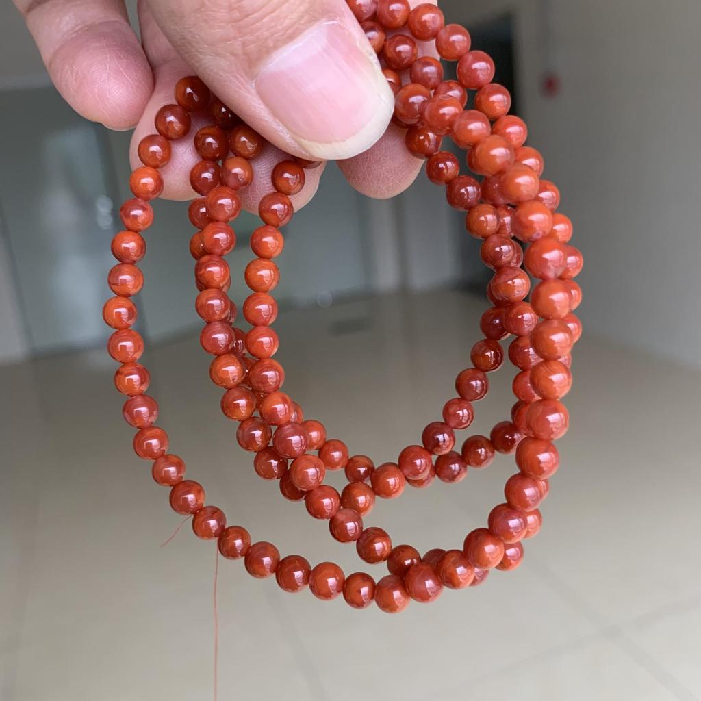 Red Nan Hong Chuan 4-Loop Prayer Beads Bracelet