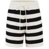 MO&Co. Schwarz-Weiße Gestreifte Strickshorts mit Kordelzug und Hoher Taille