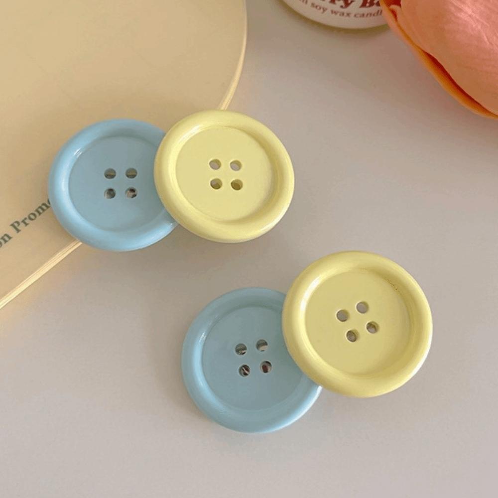 2pcs Oval Design Button Shape Hairpins Sweet Cute Barrettes Candy Color Hair Clip Daily Wear