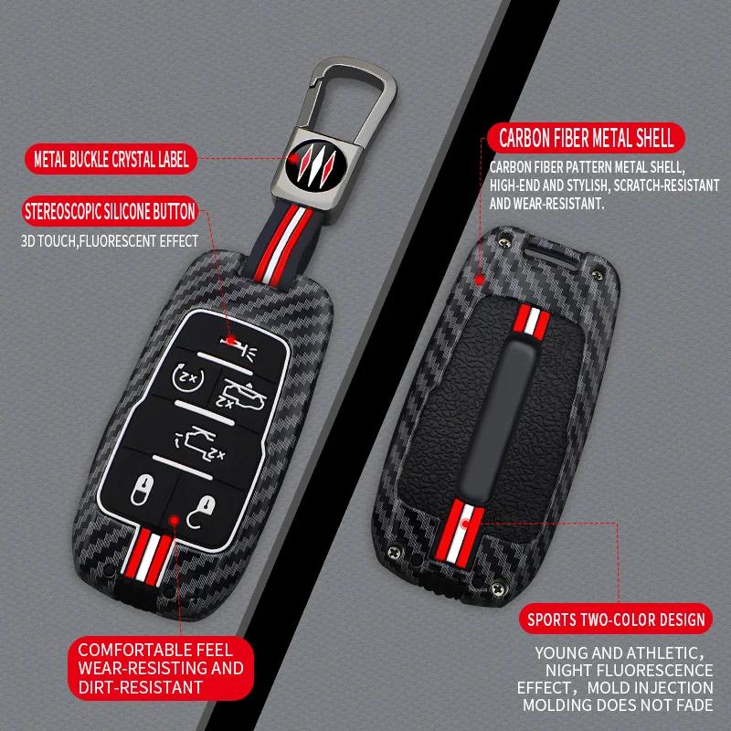 Interior Mouldings Metal Car Key Cover Fob Case Shell for Dodge Ram 1500 Pickup TRX Rebel Ram 2500 3500 4500 5500 2019 2020 2021