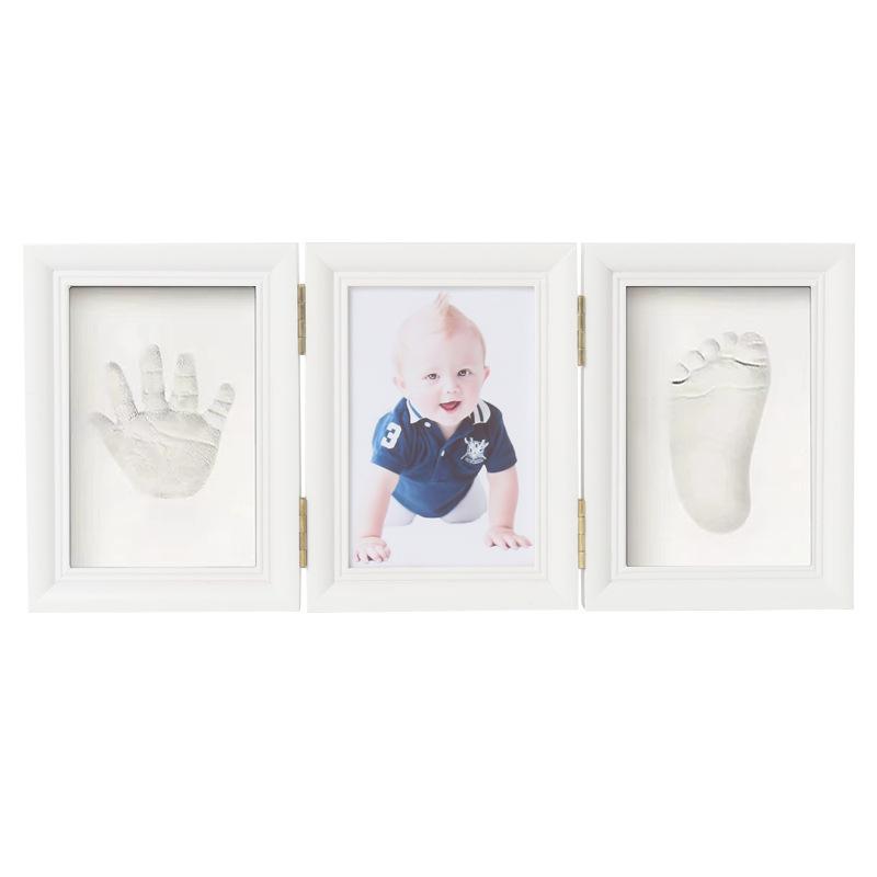 European Creative Baby Hand & Footprint Ink Pad Wooden Photo Frame Ornament