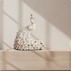 Decorative Peacock Statue vase Carved Tabletop Ornament Gold-Toned