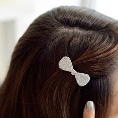 Newest Girls Hair Clip Crystal Rhinestone Fashion Bowknot Barrette Clamp Hairpin