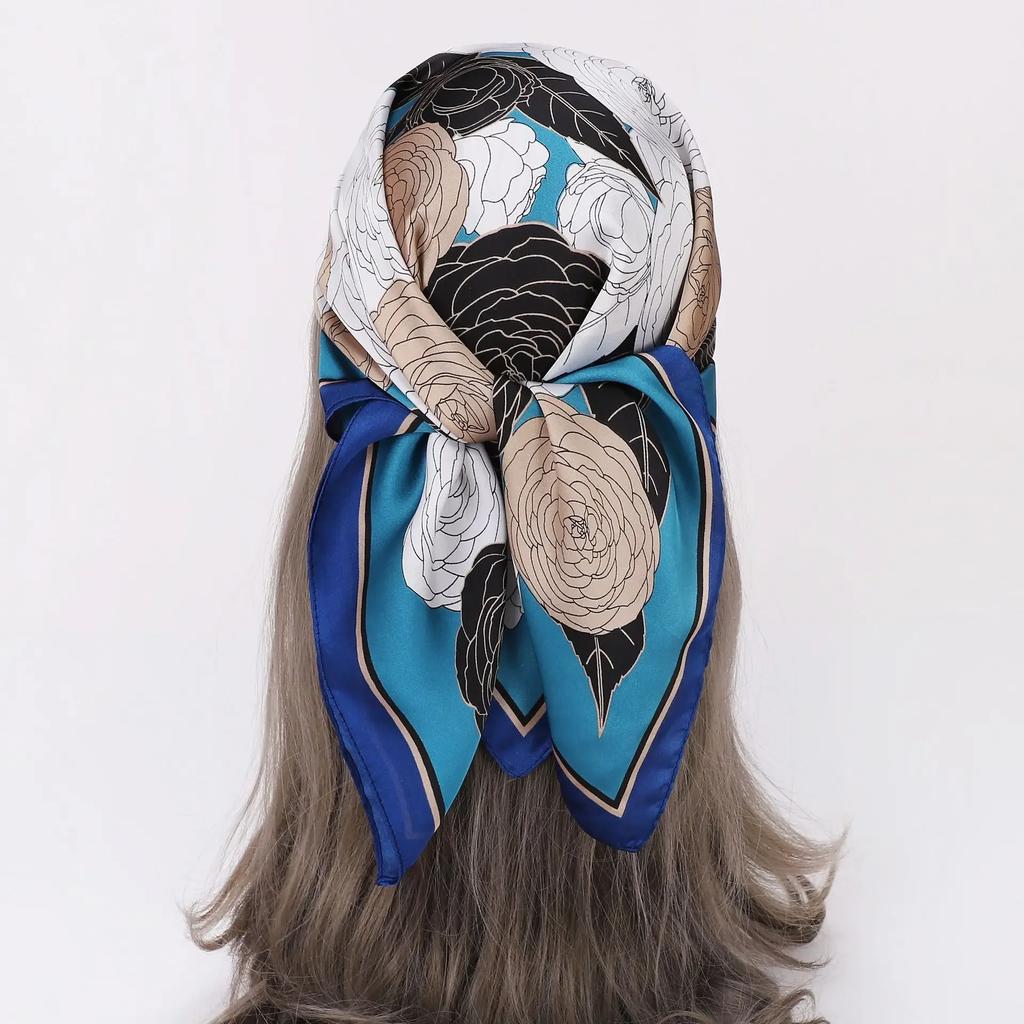 70*70cm Spring and New Small Square Scarf Outdoor Luxury Hairband Small Headscarf Soft Silky Kerchief Hijab Lady