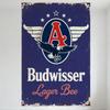 Vintage Metal Tin Sign with Eagle & Star Emblem, 'Budwisser Lager Bee' Retro Beer Advert Decor for Bar Man Cave Home Restaurant