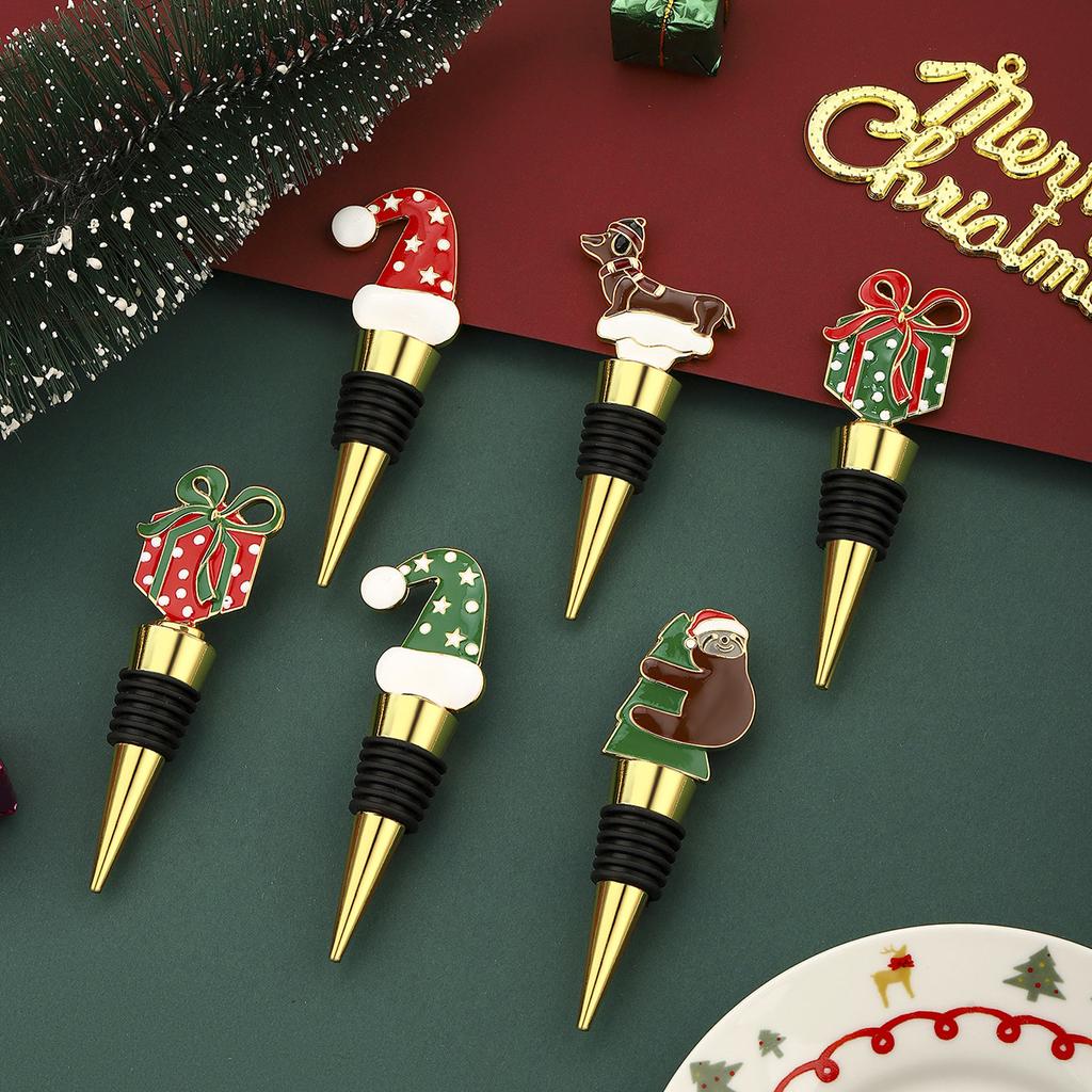 Christmas Wine Stopper Silicone Wine Beverage Bottle Cap Leak Proof Sealed Fresh Bottle Champagne Bottles Sealer Wine Seal