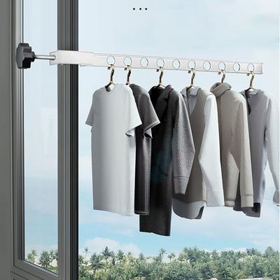 Deliksiz Alüminyum Kurutma Askısı, Duvara Monte Yer Tasarruflu Elbise Askısı 10 Delikli, Balkon Yatak Odası için Kaymaz Palto Askısı