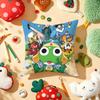 Funny Cartoon Keroro Gunsou Frog Cushion Cover Plush Fabric Soft Double-Sided Printed Sofa Warm Winter Home Gift Pillow Cover