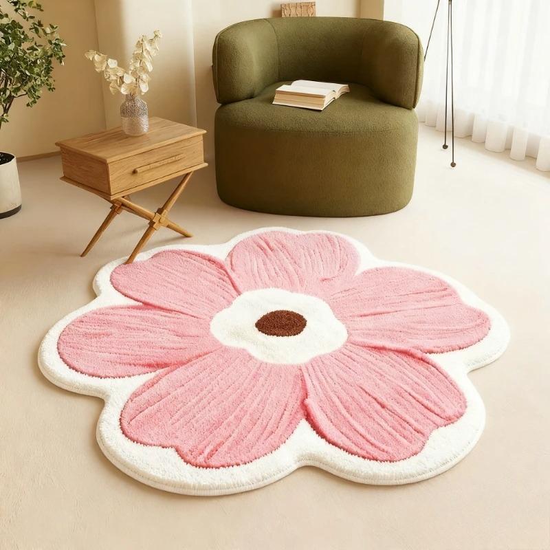 Flower Pattern Bedroom Decor Plush Carpet Fluffy Soft Carpets for Living Room Thick Washable Lounge Floor Mat Home Anti-slip Rug