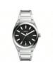 Mlen. Elegant Quartz Watch - 42mm Black Dial, Stainless Steel Bracelet, 50m Water Resistant, Slim Design FS5821