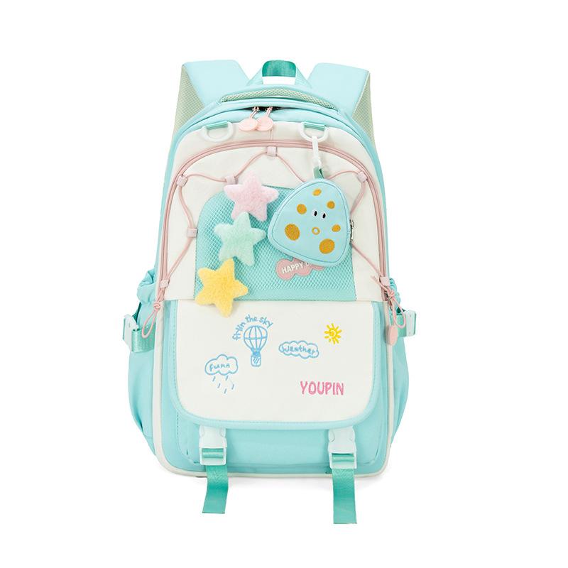 Schoolbag Elementary school bag Grade 1-1 Japanese macaron contrasting color versatile backpack Junior high school girls travel backpack