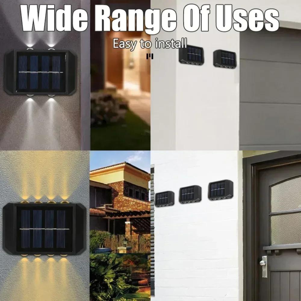Solar Wall Light IP65 Waterproof LED Safety Light Up Down Lighting Easy Install Outdoor Patio Yard Garden Street Landscape Decor