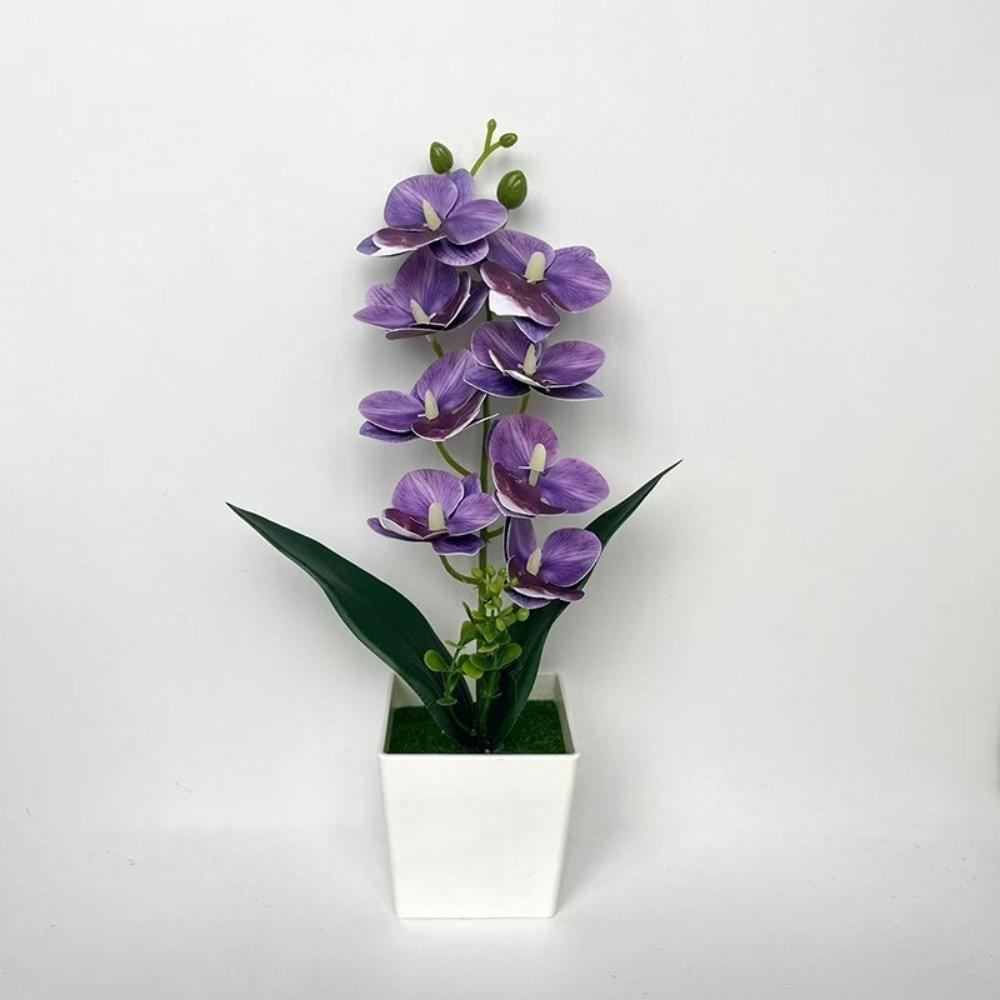 Mehrblütige Künstliche Orchidee Topfpflanzen Phalaenopsis Bonsai Wohnzimmer Ornamente