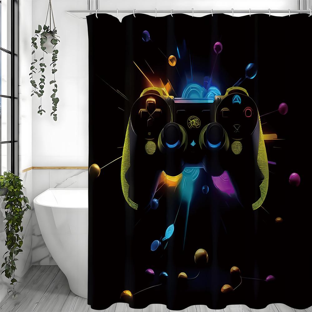 

Doodle game controller Shower Curtain Washable Dirt-Resistant Shower Head waterproof Polyester Bath Curtain For Home Decor 90x180CM