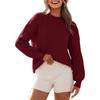 Women's Fashion Round Neck Pullover Sweater Casual Versatile Solid Color Knit Top