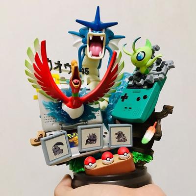 Anime Resin Statue Gameboy Red Gyarados Ho-Oh Celebi Lugia Pokemones Action Figure Toys