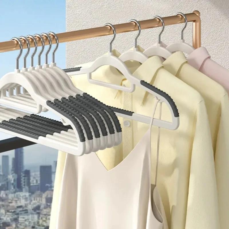 Non Slip No Mark Hangers, Rubber Grip & 360° Swivel Hook, Heavy - Duty for Wet/Dry Clothes Storage Save Dormitory Storage Space