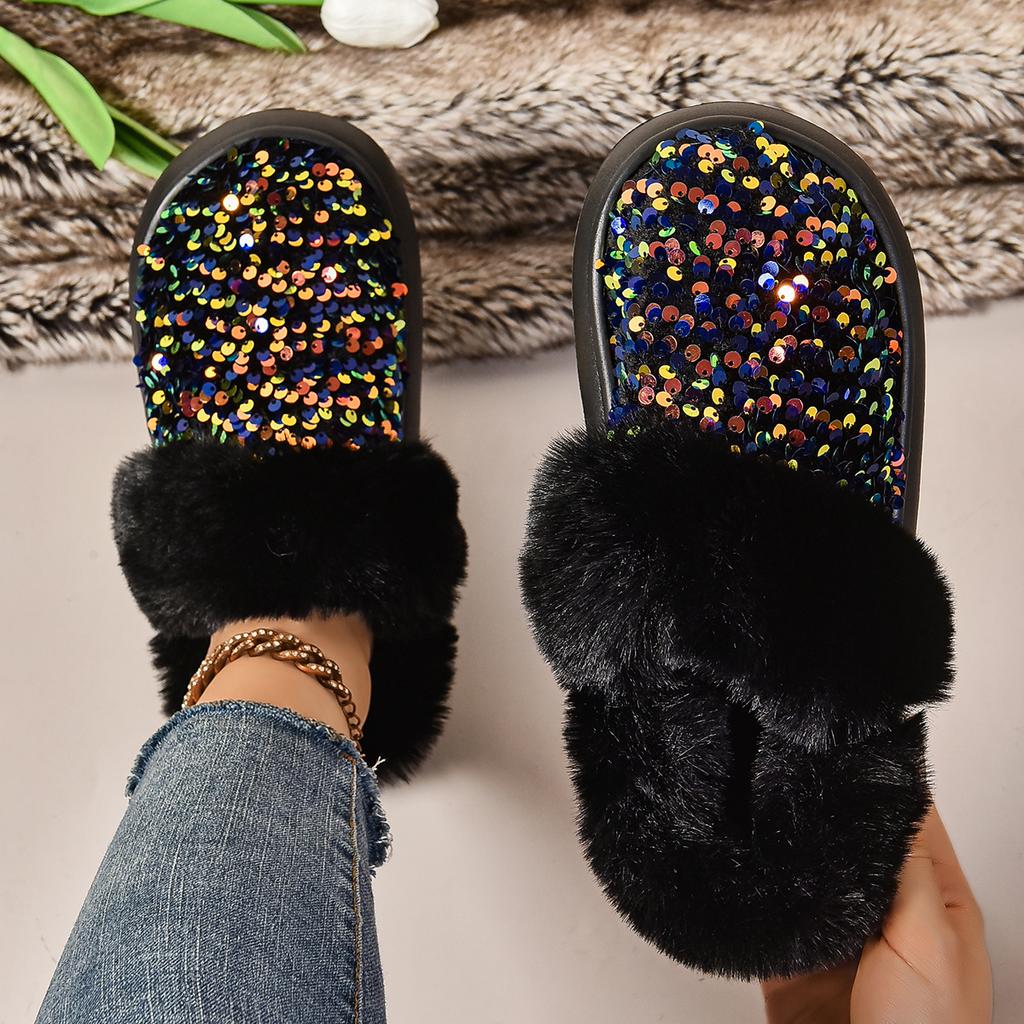 Fashion Women Snow Slippers Anti-slip Round Head Lining Light Winter Shoes Women Ankle Anti-slip Outdoor Fashion Slippers Slides Women