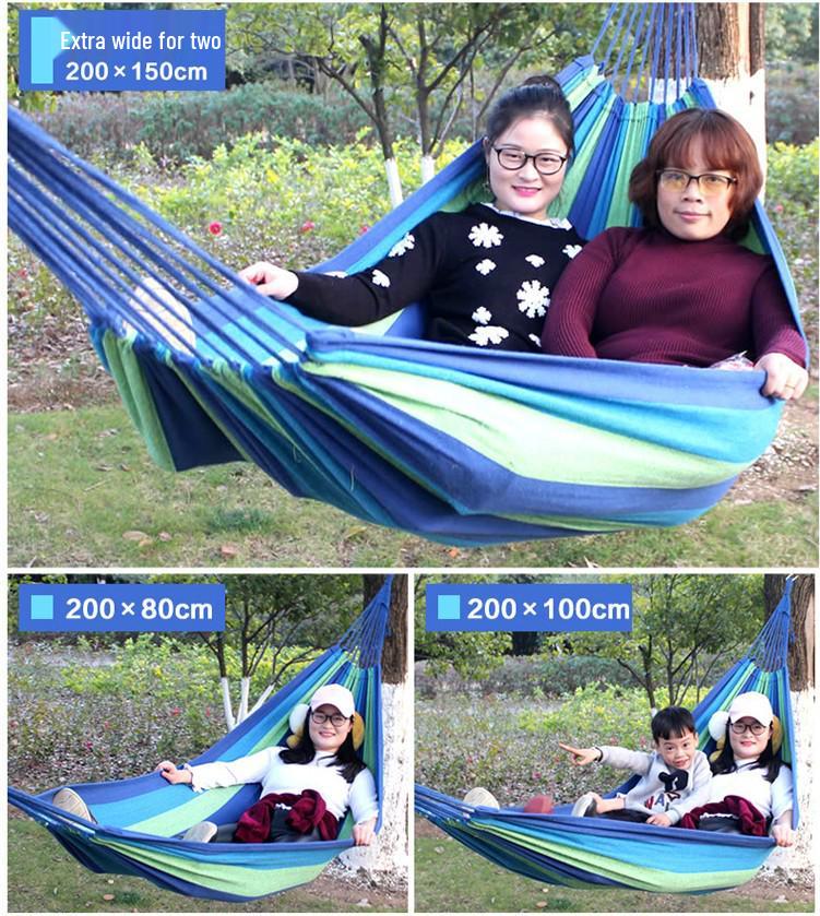 Thickened Canvas Camping Hammock: Anti-Roll, Single/Double Swing Chair for Outdoor Use