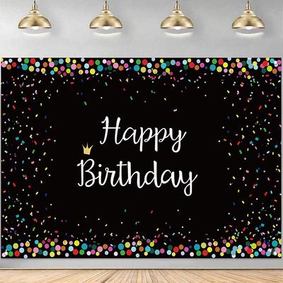 Happy Birthday Backdrop Birthday Party Decor Black White Colorful Background Adults Birthday Party Supplies Aniverary Decors