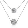 Double-Layer Shamballa Diamond Heart Pendant Clavicle Necklace for Women