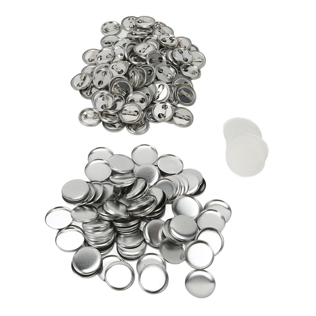 100 Sets Blank Button Badge Parts Set Round Shape Rust Prevention Easy Print Button Pin Badge Kit for Button Making Machine