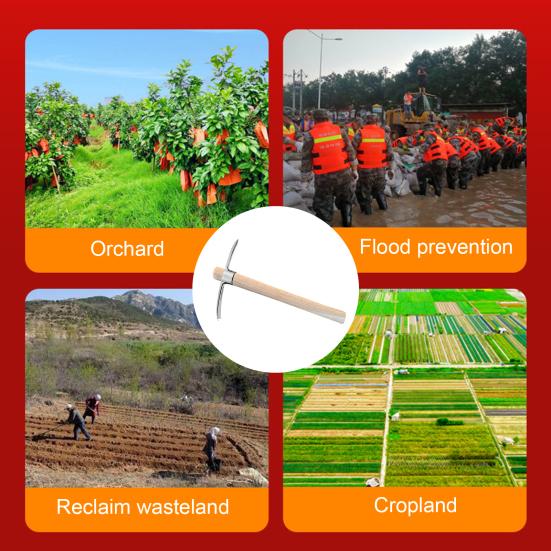 Double Headed Pickaxe Stainless Steel Dual Head Gardening Pickaxe Heavy Duty Pickaxe with Handle for Digging Weeding Planting