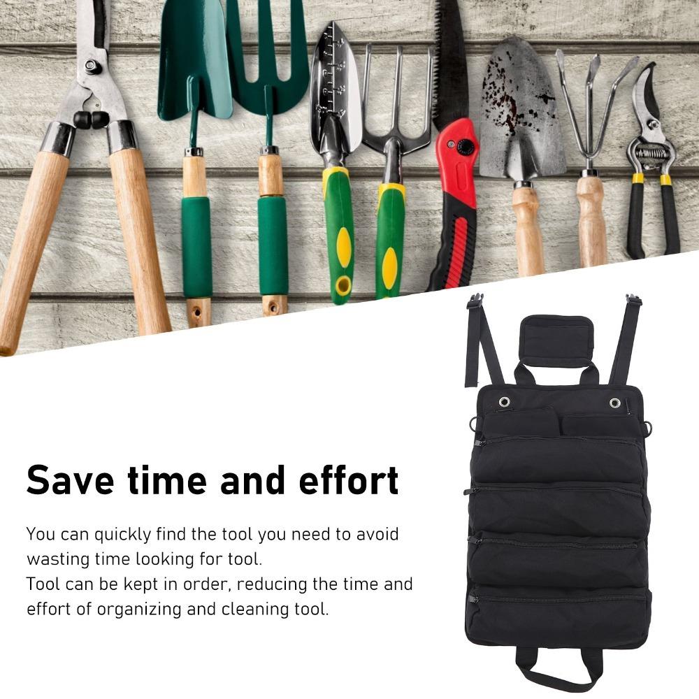 Oxford Cloth Roll Up Tool Bag Separate Pockets Multipurpose Tool Bag Gardening
