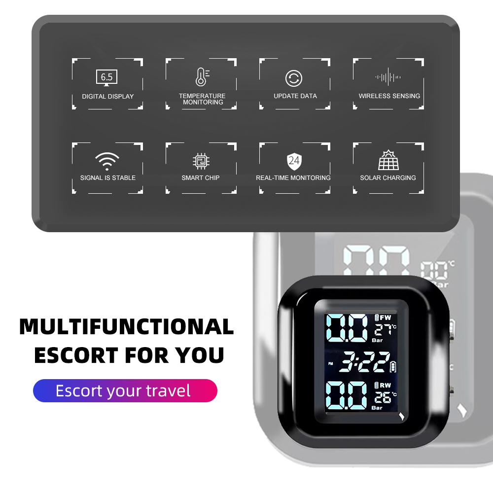 M6 Combination Motorcycle Tire Pressure Monitor Digital Display 2 External Sensors Motorcycle Wireless Tire Pressure Detector