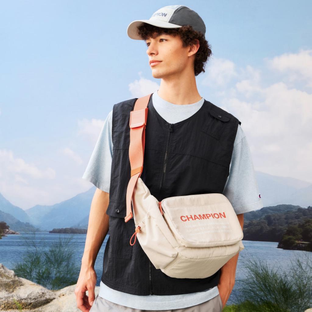 New Champion Fabric Shoulder Bag Regular Unisex Champion White/Pumice Gray/Black U5BACPU34