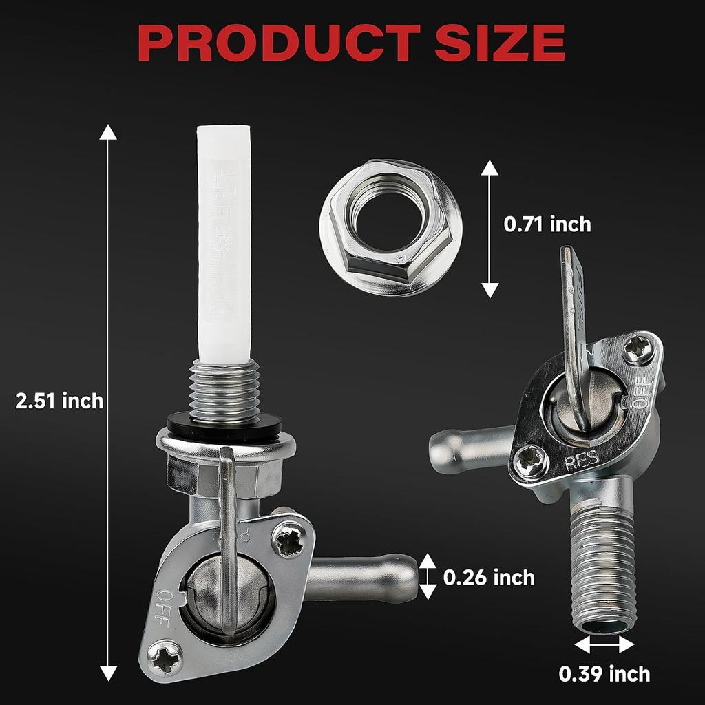 2 PCS Fuel Tank Shut Off Valve Switch Petcock for Generator Champion, Gas Tank Valve Fit for Mini Bike/Go Kart/Dirt Bike/ATV, M10×1.25, OEM