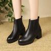 2024 Winter High Quality Women's Boots Round Toe Fashion Solid Color Short Tube Large Size Medium Heel Women's Fashion Boots