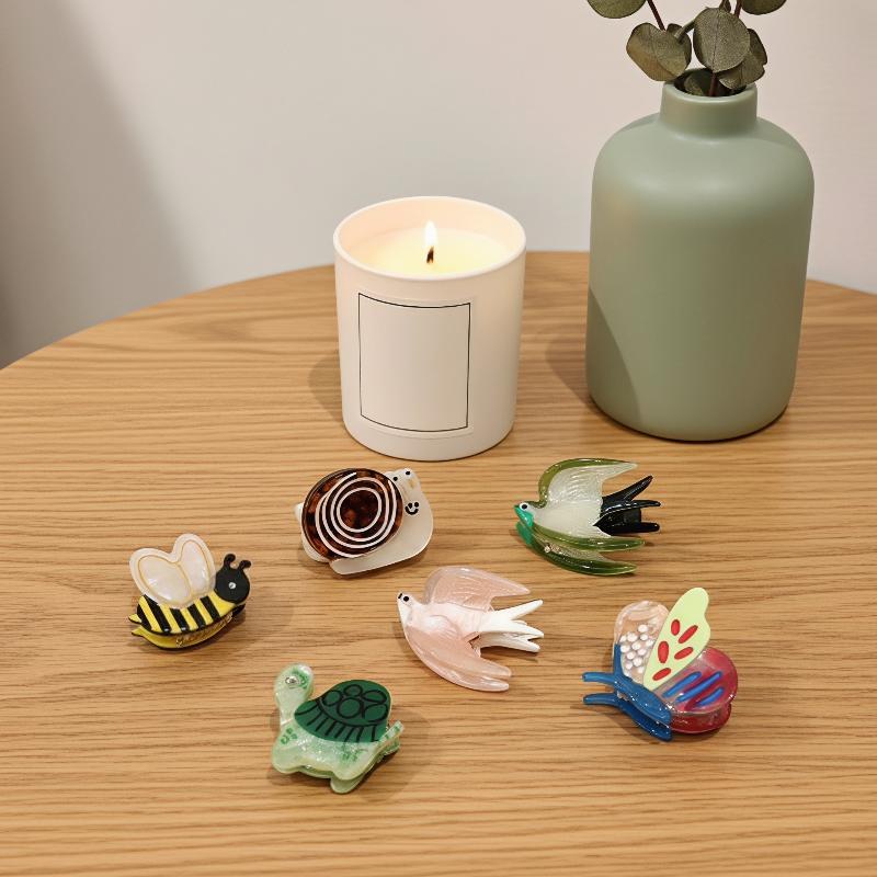 Trendy Mini Animal Acetate Hair Clips Y2K Cute Snail Butterfly Bird Hair Claws Sweet Spring Aesthetic Hair Accessories Women