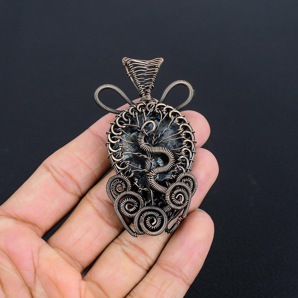Larvikite Pendant, 999 Copper Wire Wrapped Pendant Gemstone Jewelry, Handmade Pendant Amazing Jewelry, Gift For Her