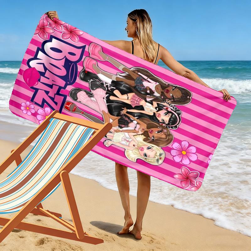 Bratz Cartoon Print Beach Towel, Large Soft Quick Dry Towel for Beach Camping Swimming