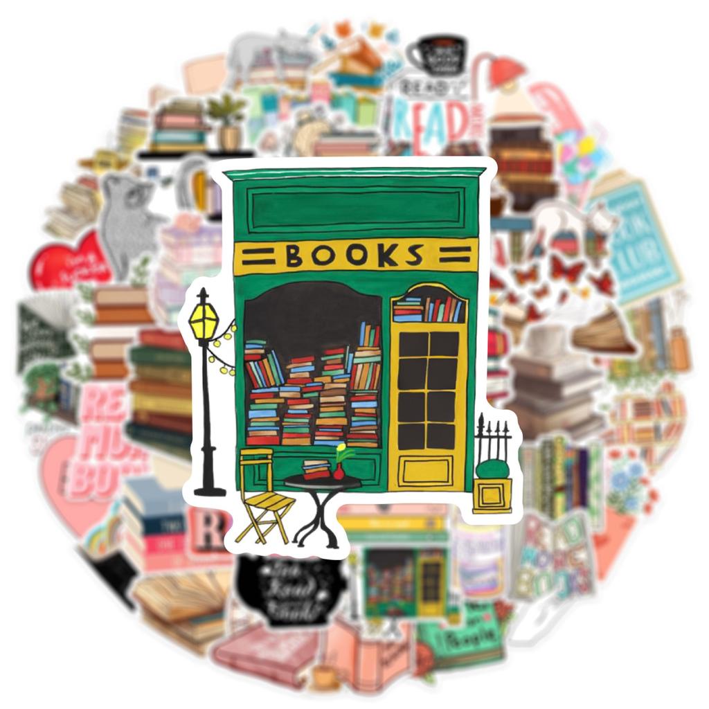 50PCS Diary Book Reading Stickers Aesthetic DIY Scrapbook Notebook Phone Laptop Guitar Luggage Graffiti Sticker Toy