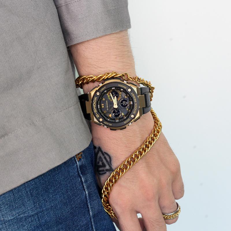 Casio G-STEEL series-S disc dual display, luminous multi-function, mud-proof, dust-proof and waterproof, solar quartz movement, resin GST-S100G-1A