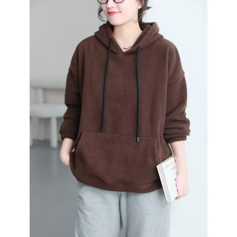 Women's Double-Sided Fleece Hoodie - New Spring Style, Casual Loose Fit, Slimming, Thickened, and Warm.