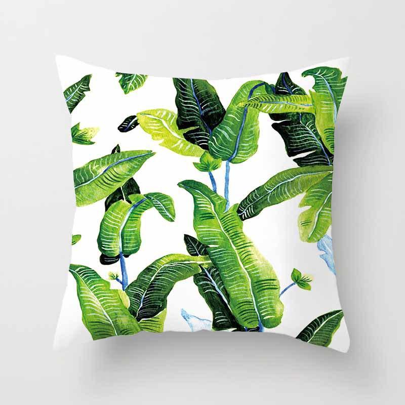 Fashion Tropical Plant Polyester Pillow Case Office Fabric Sofa Cushion Cover Home Polyester Pillow Case