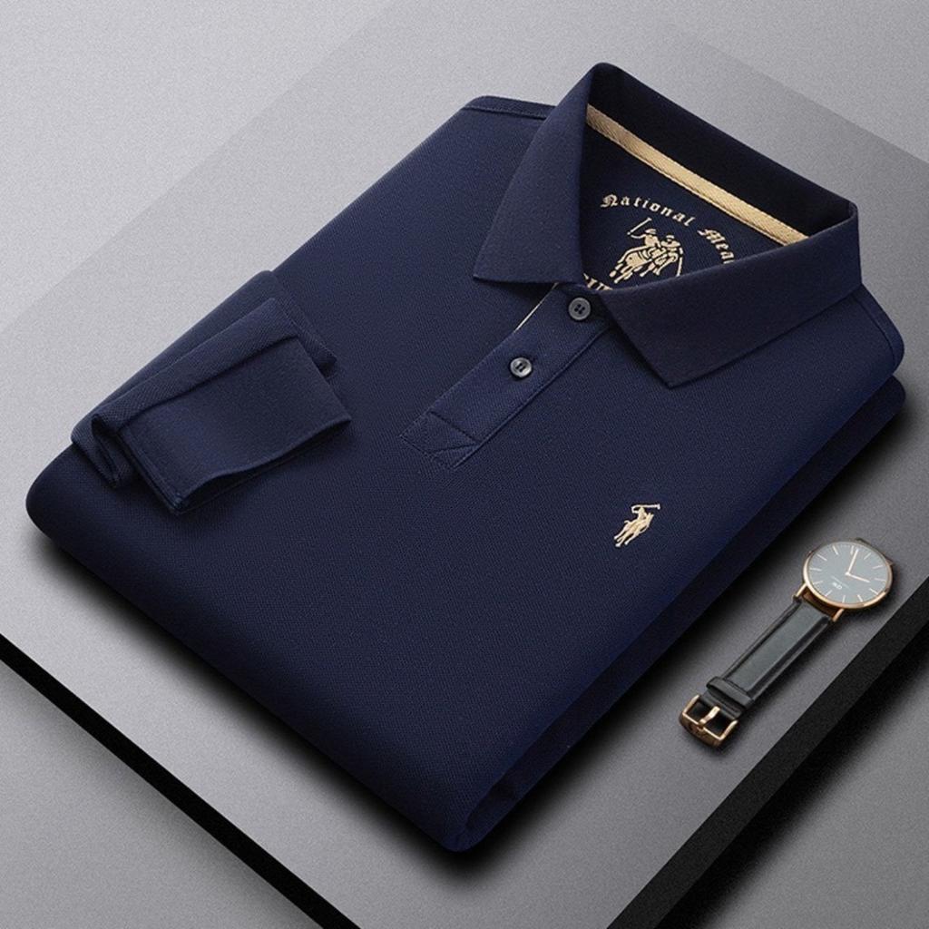 STORN New Men's Long Sleeved Polo Shirt Breathable Lightweight Shirt Luxurious Top Casual Men's Polo Shirt