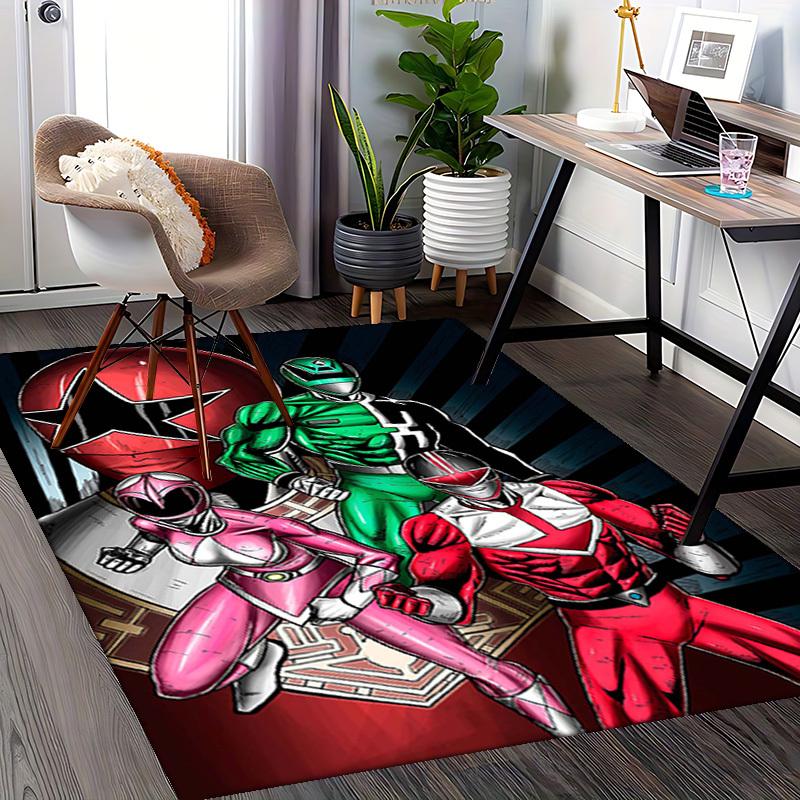 1pc Power Rangers Red Ranger Anime Cartoon Design Office Chair Mat Non-Slip Carpet for Home Decor, Gaming Room, Living Room, Bedroom, Desk Mats, Birth