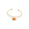 Zircon Flower Double Layer Open Bangle - Minimalist Luxury Bracelet