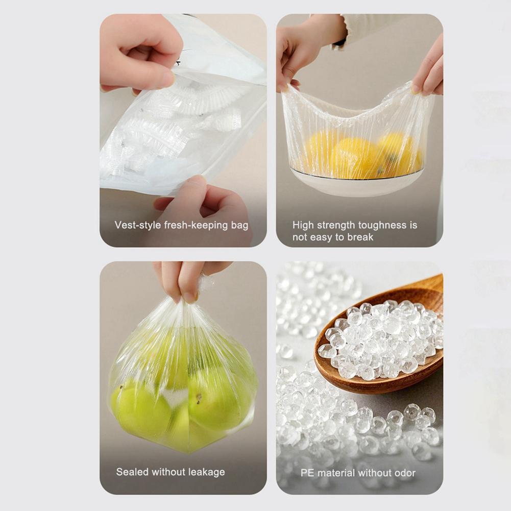 100pcs Disposable Plastic Wrap Sleeve Elastic Bowl Dish Cover