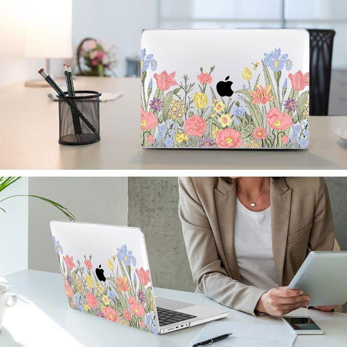 Coque de protection pour MacBook Air - BOOLING - M4 M3 M2 - Antidérapante - Motif Fleur - Légère