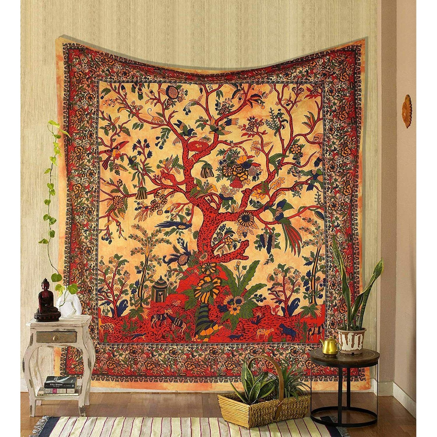 Tapestry Indian Tree of Life 75x100