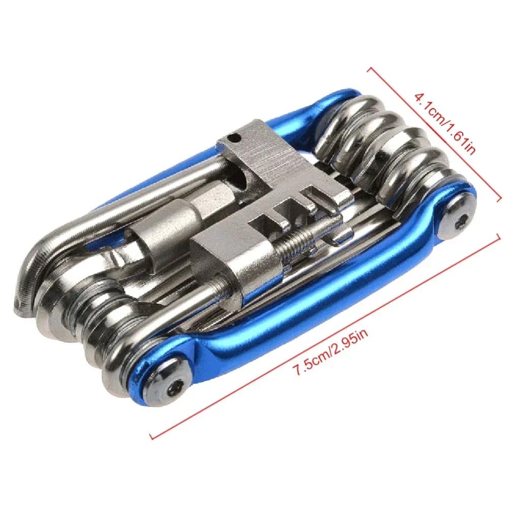 11-in-1 Bike Tool Mini Multitool Kit - Lightweight Tool Wrench, Screwdriver, Chain, Hexagon Wheel Spoke