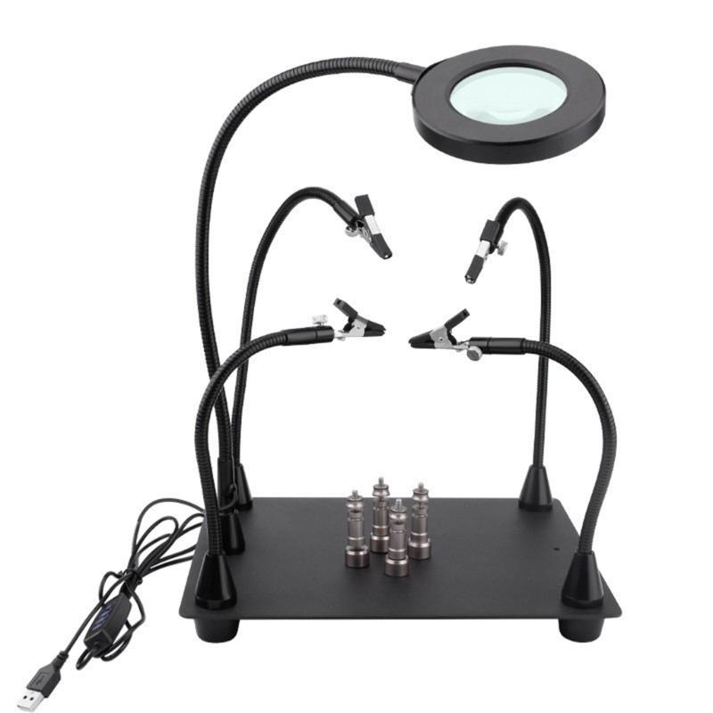 High Temperature Resistant Helping Hands Soldering Station 6x Magnifying Glass Light for DIY Technical Projects