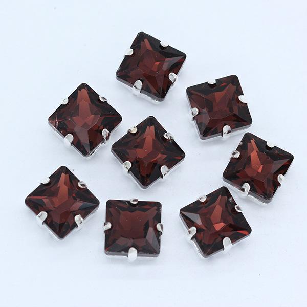 Strassuri Pătrate din Sticlă de Cristal cu Gheare Argintii, Artizanat Cusut pe Piatră, Accesorii Vestimentare, Rochie de Mireasă, Pantofi, Geantă, Garnitură DIY